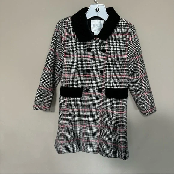 Edgehill Collection Black and Pink Plaid Kids Coat